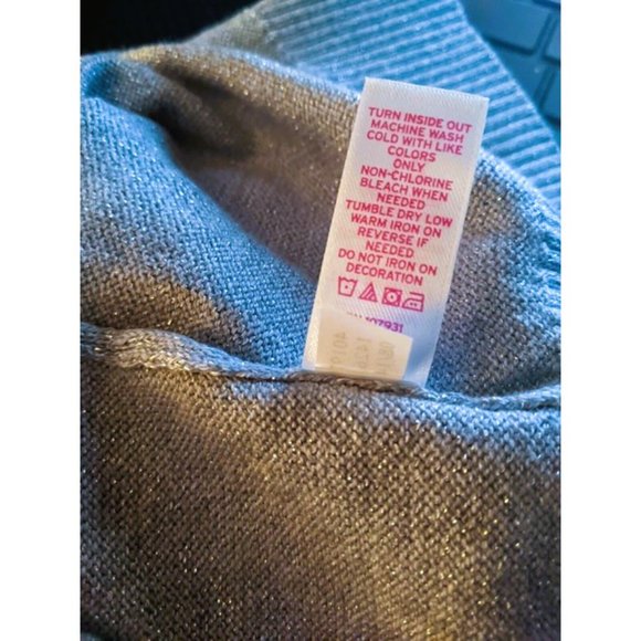 JUSTICE Flower Power Gray Glitter Sparkle Cardigan Sweater Sequins Size 12 - Picture 10 of 10